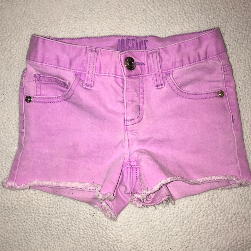 JUSTICE purple denim shorts size 7